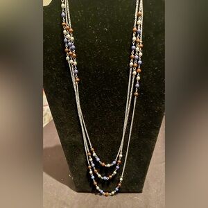 Paparazzi Silver and Blue Multi-Strand Necklace